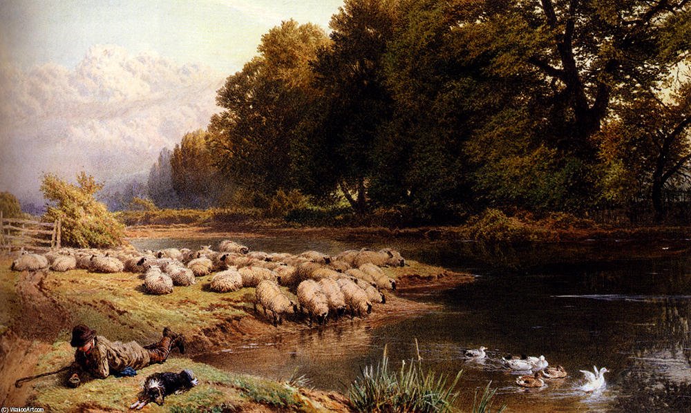 Order Artwork Replica The Shepherd`s Rest by Myles Birket Foster (1825-1899, United Kingdom) | ArtsDot.com