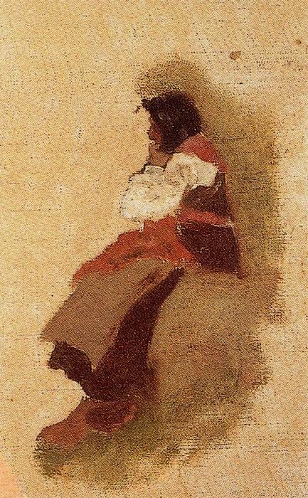 Order Oil Painting Replica Galician sitting with hand on face by Ovidio Murguía De Castro (1871-1900, Spain) | ArtsDot.com