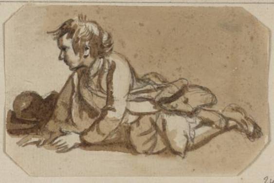 Order Oil Painting Replica A Boy Crawling on the Floor by Paul Sandby (1798-1863, United Kingdom) | ArtsDot.com