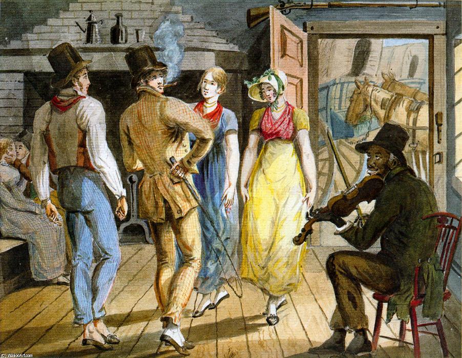 Order Paintings Reproductions Merrymaking at Wayside Inn by Pavel Petrovich Svinin (1787-1839, Russia) | ArtsDot.com