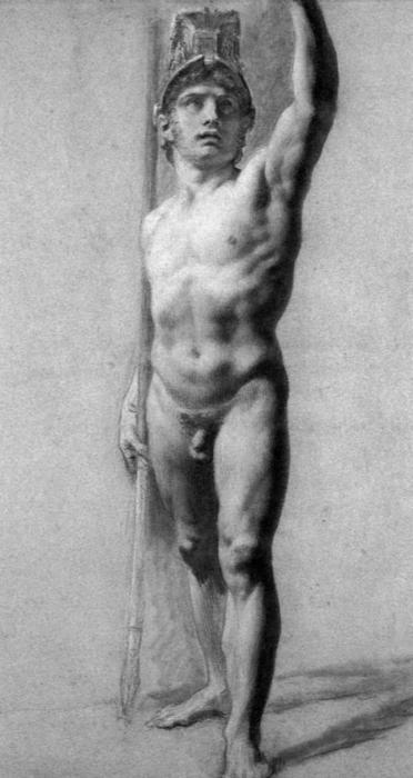 Order Oil Painting Replica Male Nude Raising his Arm, 1800 by Pierre-Paul Prud'hon (1758-1823, France) | ArtsDot.com