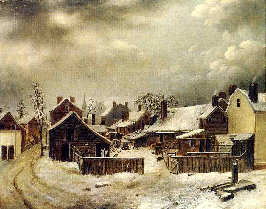 Order Oil Painting Replica Brooklyn in Winter by Seymour Joseph Guy (1824-1910, United Kingdom) | ArtsDot.com