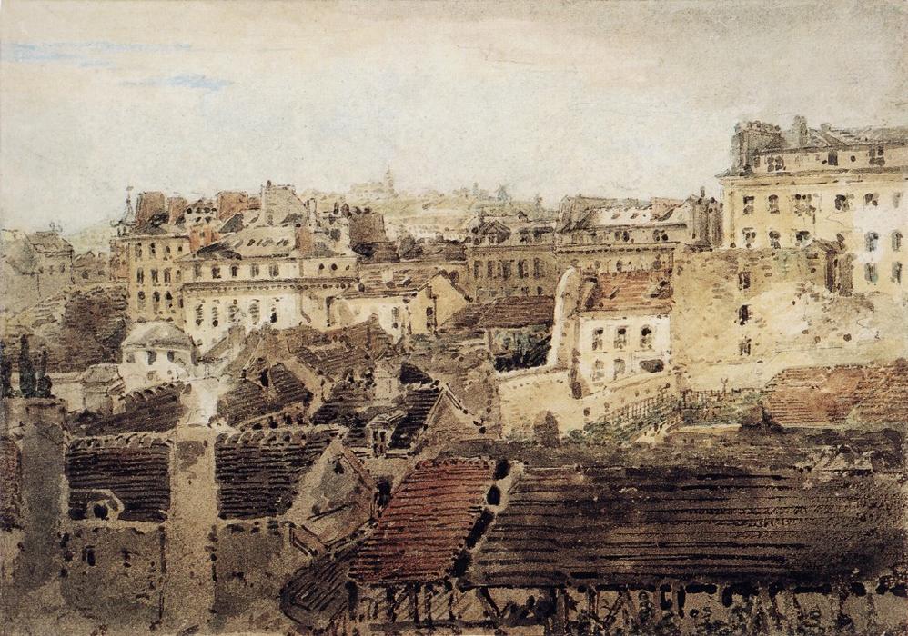 Order Oil Painting Replica Paris. View of Roofs looking toward Montmartre by Thomas Girtin (1775-1802, United Kingdom) | ArtsDot.com