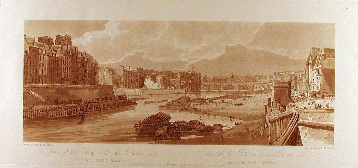 Order Art Reproductions View of the City with the Louvre ^c taken from Pont-Marie by Thomas Girtin (1775-1802, United Kingdom) | ArtsDot.com