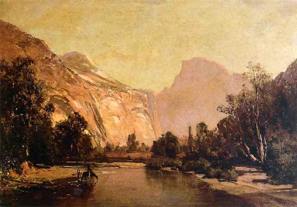 Order Art Reproductions Piute Indians, Royal Arches and Domes, Yosemite Valley, 1879 by Thomas Hill (1829-1908, United Kingdom) | ArtsDot.com