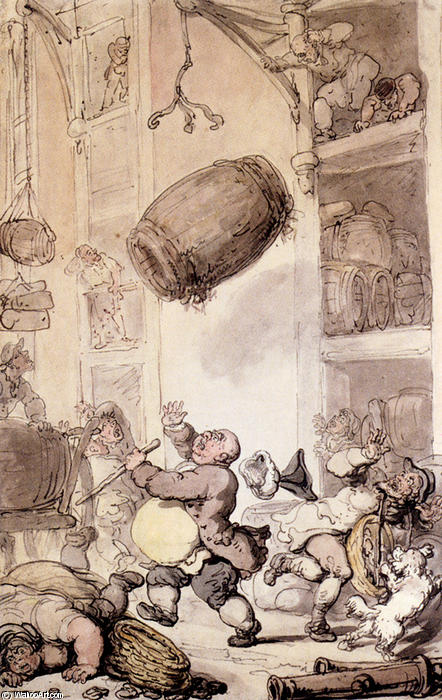 Order Paintings Reproductions A Fall In Beer by Thomas Rowlandson (1756-1827, United Kingdom) | ArtsDot.com