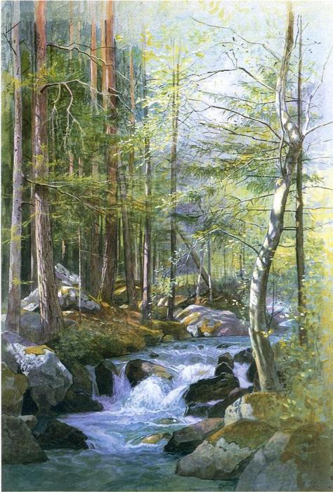 Order Oil Painting Replica Torrent in Wood behind Mill Dam, Vahrn near Brixen, Tyrol by William Stanley Haseltine (1835-1900, United States) | ArtsDot.com