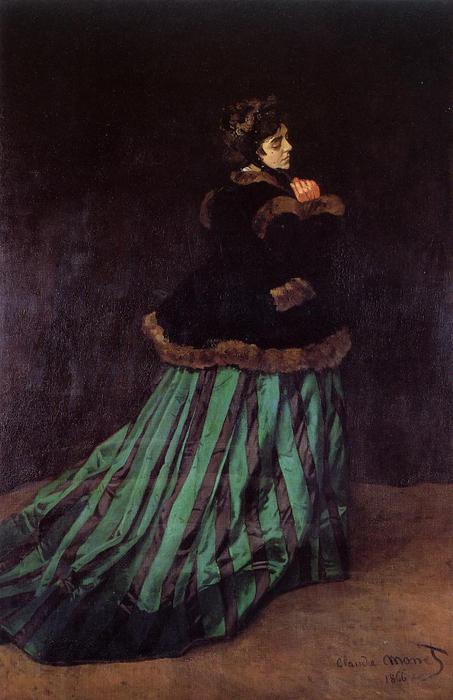 Order Art Reproductions Camille (also known as The Woman in a Green Dress), 1866 by Claude Monet (1840-1926, France) | ArtsDot.com