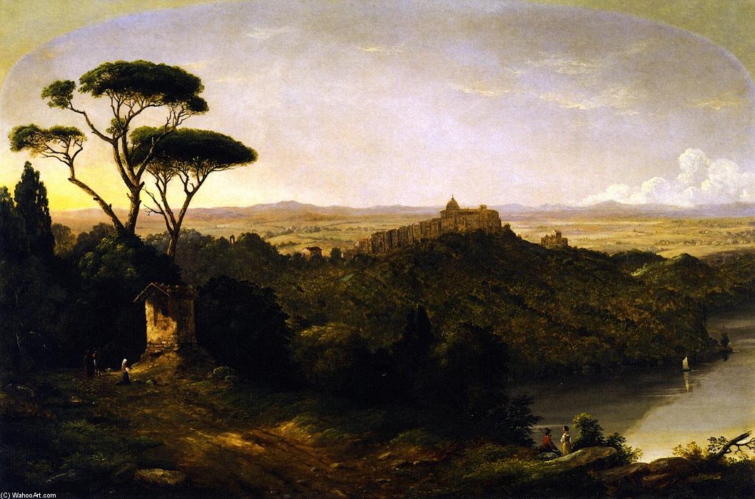Buy Museum Art Reproductions Castle Gondolfo, Lake Albano, Italy, 1852 by Christopher Pearse Cranch (1813-1892, United States) | ArtsDot.com