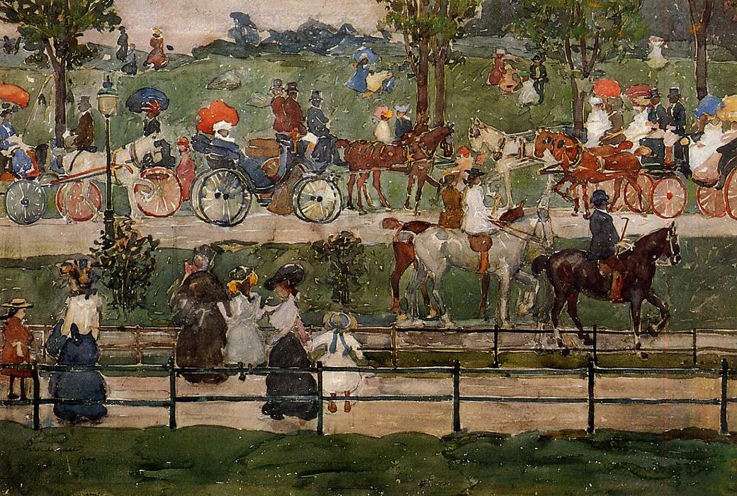 Buy Museum Art Reproductions Central Park, 1900 by Maurice Brazil Prendergast (1858-1924, Canada) | ArtsDot.com