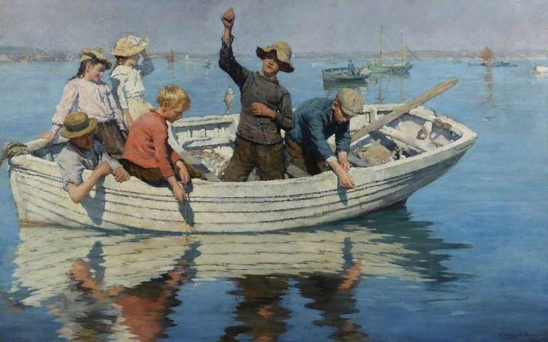 Order Paintings Reproductions Chadding on Mount`s Bay, 1902 by Stanhope Alexander Forbes (1857-1947, Ireland) | ArtsDot.com
