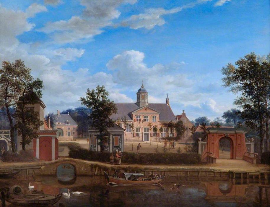 Buy Museum Art Reproductions The Château of Goudestein, on the River Vecht, near Maarsen, 1674 by Jan Van Der Heyden (1637-1712, Netherlands) | ArtsDot.com