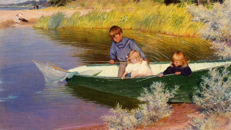 Buy Museum Art Reproductions Children Fishing, 1897 by Charles Courtney Curran (1861-1942, United States) | ArtsDot.com