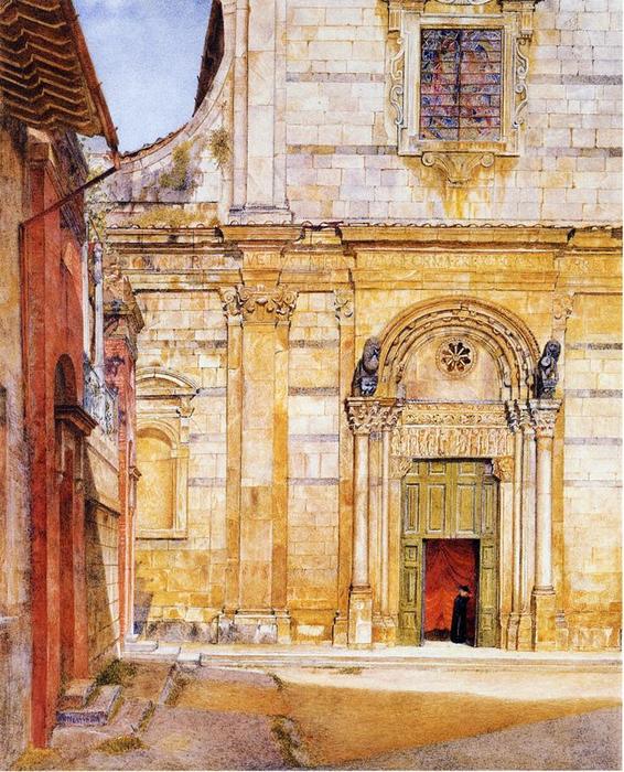 Order Paintings Reproductions The Church of San Giovanni, Lucca, 1885 by Henry Roderick Newman (1833-1918, United States) | ArtsDot.com