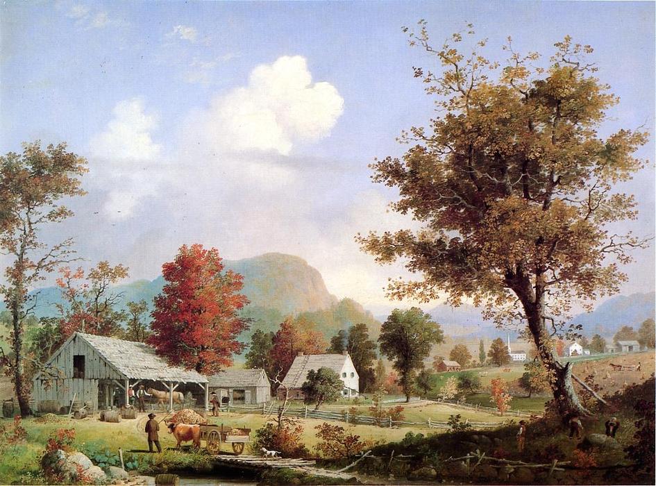 Order Oil Painting Replica Cider Pressing, 1855 by George Henry Durrie (1820-1863, United States) | ArtsDot.com