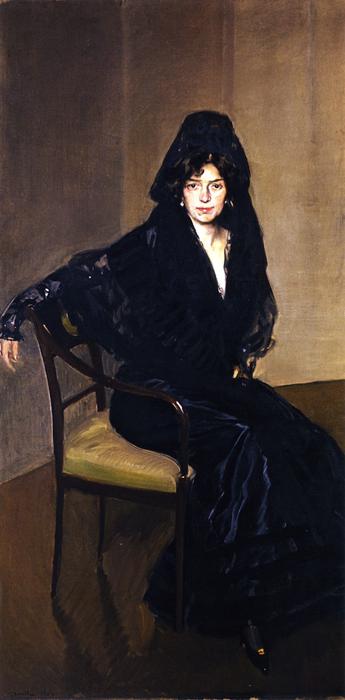 Order Paintings Reproductions Clotilde in Black, 1902 by Joaquin Sorolla Y Bastida (1863-1923, Spain) | ArtsDot.com