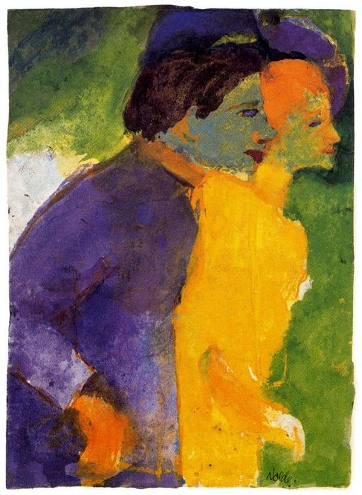 Order Art Reproductions Couple, Yellow and Violet by Emile Nolde (Inspired By) (1867-1956, Germany) | ArtsDot.com