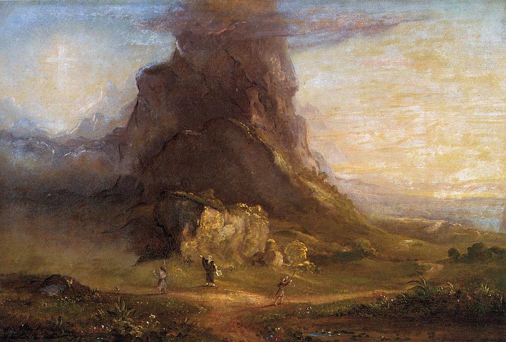 Order Oil Painting Replica The Cross and the World: Study for `Two Youths Enter Upon a Pilgrimage - One to Cross the Other to the World, 1846 by Thomas Cole (1801-1848, United Kingdom) | ArtsDot.com