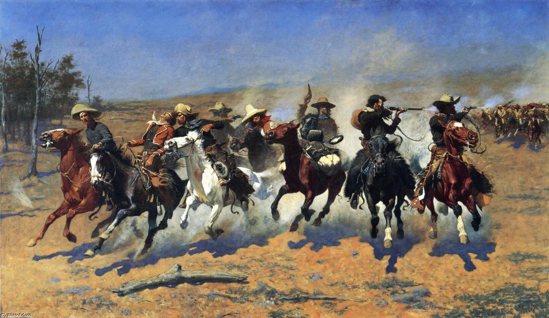 Order Oil Painting Replica A Dash for the Timber, 1889 by Frederic Remington (1861-1909, United States) | ArtsDot.com