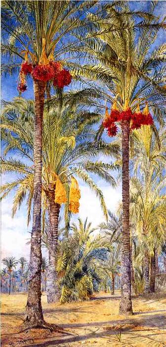 Order Oil Painting Replica Date Trees, Ramleh, Egypt, 1889 by Henry Roderick Newman (1833-1918, United States) | ArtsDot.com