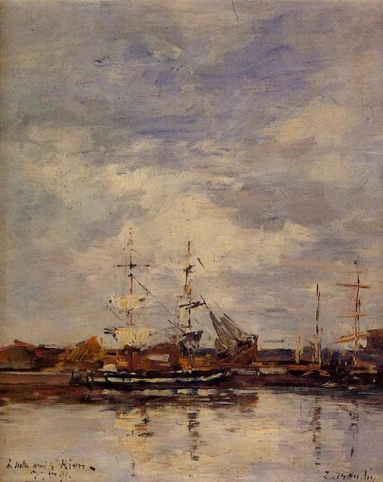 Buy Museum Art Reproductions Deauville Harbor, 1891 by Eugène Louis Boudin (1824-1898, France) | ArtsDot.com