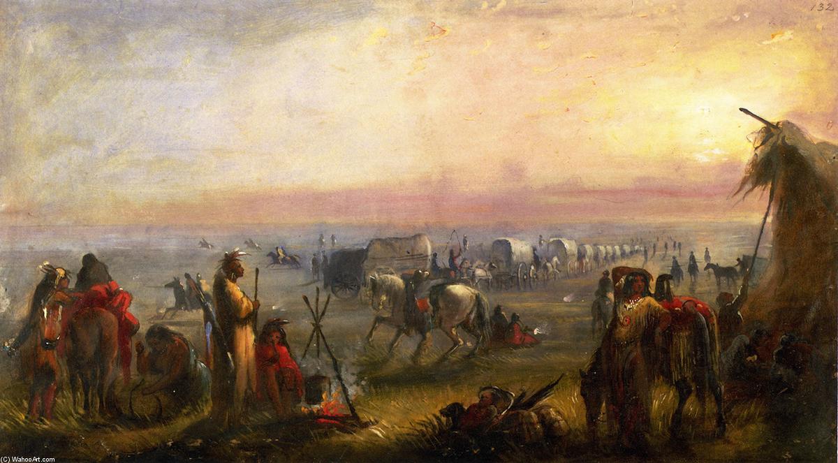 Order Oil Painting Replica Departure of the Caravan at Sunrise by Alfred Jacob Miller (1810-1874, United States) | ArtsDot.com