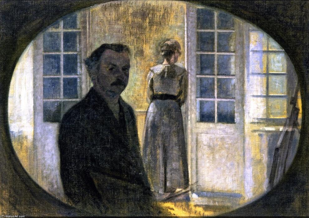 Order Paintings Reproductions Double Portrait of the Artist and his Wife, seen through a Mirror, The Cottage Spurveskjul, 1911 by Vilhelm (Hammershøi)Hammershoi (1864-1916, Denmark) | ArtsDot.com
