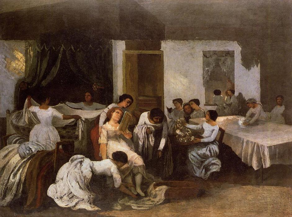 Order Oil Painting Replica Dressing the Dead Girl (also known as Dressing the Bride), 1855 by Gustave Courbet (1819-1877, France) | ArtsDot.com