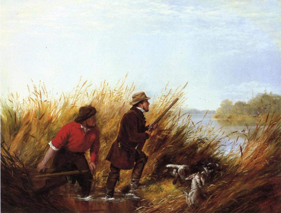 Order Art Reproductions Duck Shooting: A Good Shot, 1851 by Arthur Fitzwilliam Tait (1819-1905, United Kingdom) | ArtsDot.com