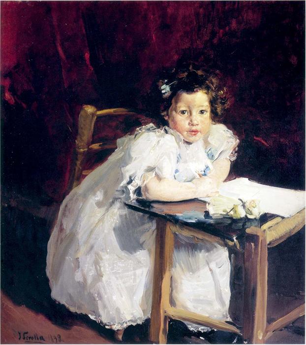 Order Oil Painting Replica Elenita at her desk, 1898 by Joaquin Sorolla Y Bastida (1863-1923, Spain) | ArtsDot.com