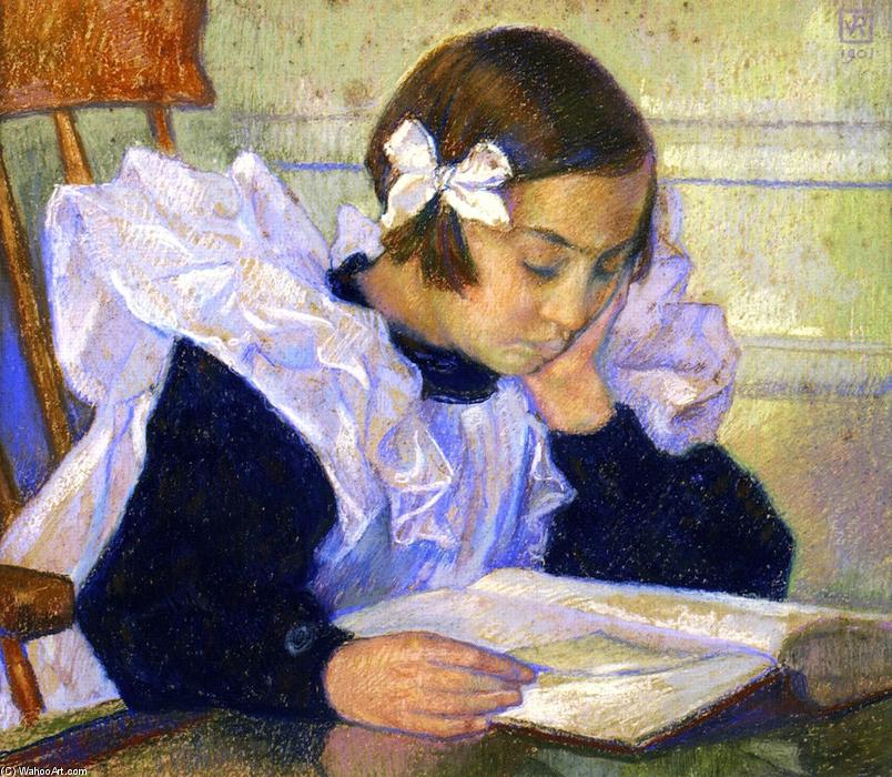 Order Art Reproductions Èlisabeth Reading, 1901 by Theo Van Rysselberghe (1862-1926, Belgium) | ArtsDot.com