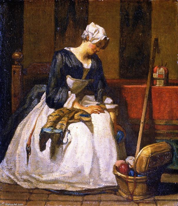 Order Paintings Reproductions The Embroiderer, 1733 by Jean-Baptiste Simeon Chardin (1699-1779, France) | ArtsDot.com
