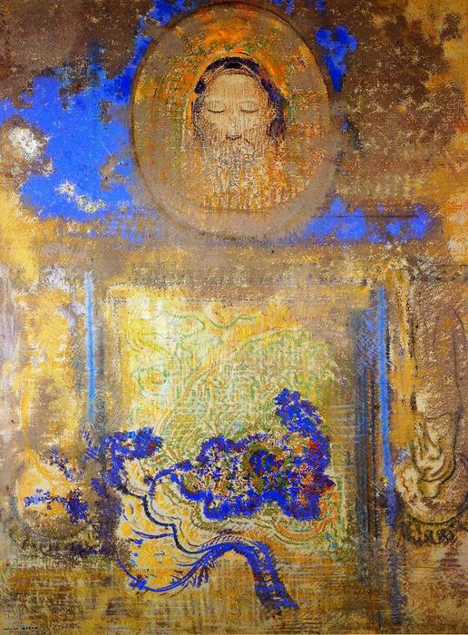 Order Oil Painting Replica Evocation (also known as Head of Christ or Inspiration from a Mosaic in Revenna) by Odilon Redon (1840-1916, France) | ArtsDot.com