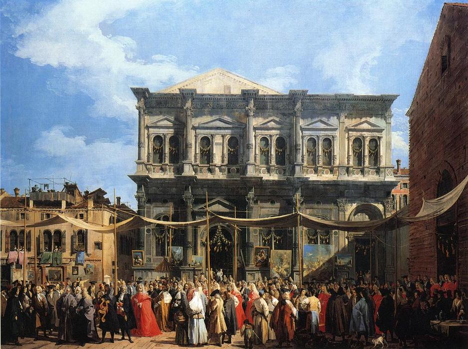 Buy Museum Art Reproductions Feast of San Rocco (also known as The Doge Visiting the Church and Scuola di S. Rocco) by Giovanni Antonio Canal (Canaletto) (1730-1768, Italy) | ArtsDot.com