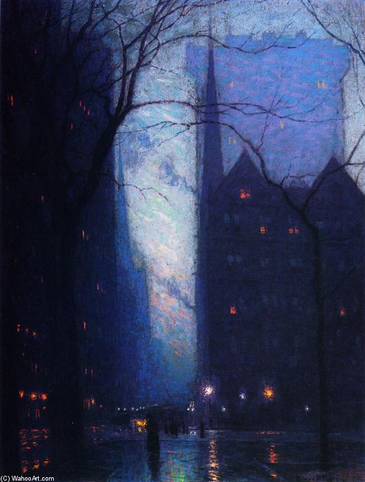 Buy Museum Art Reproductions Fifth Avenue at Twilight, 1910 by Lowell Birge Harrison (1854-1929, United States) | ArtsDot.com