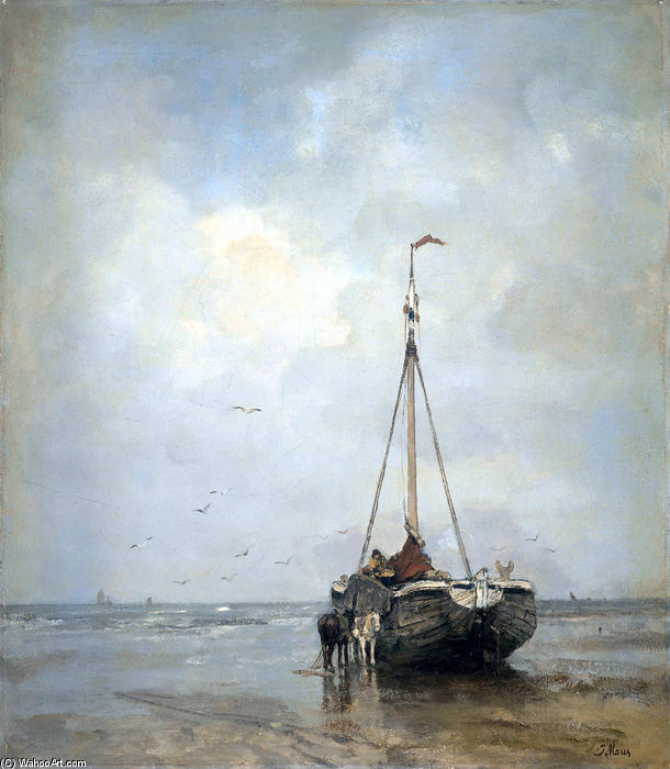 Order Paintings Reproductions Fishersboat at the Beach of Scheveningen, 1899 by Jacob Henricus Maris (1837-1899, Netherlands) | ArtsDot.com