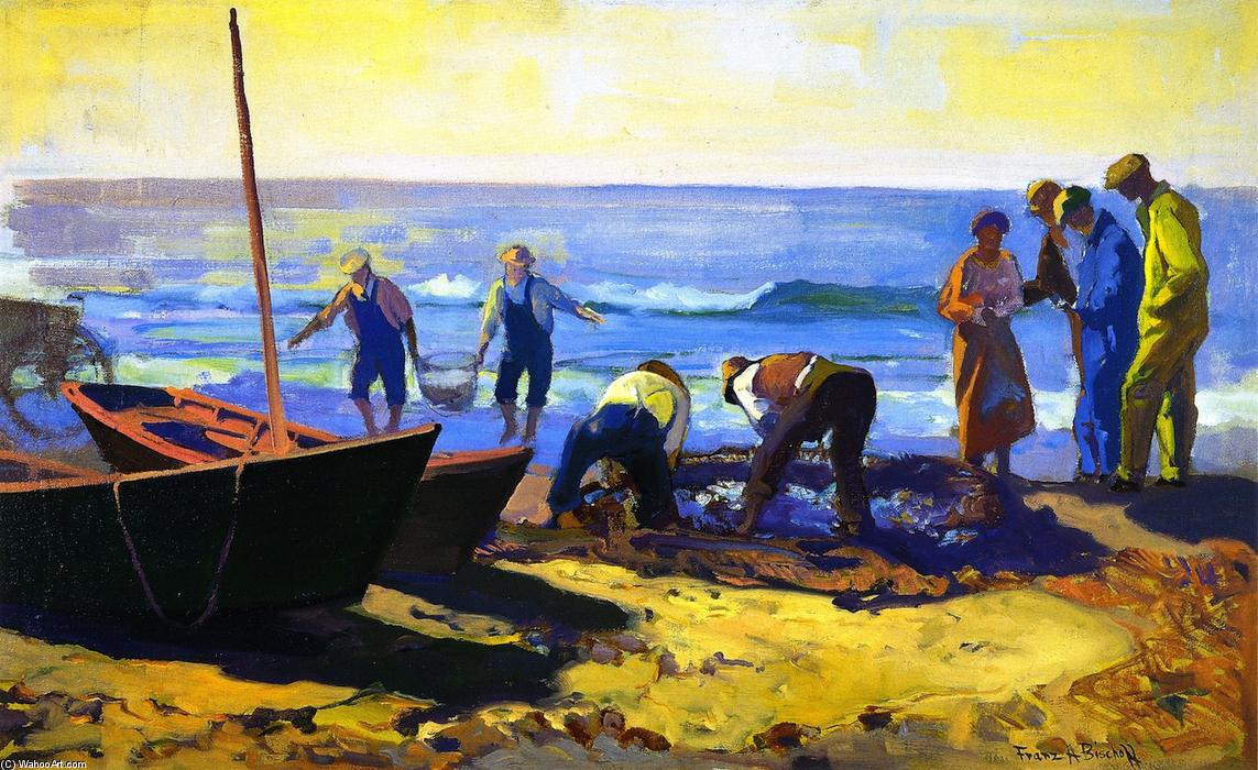 Order Art Reproductions Fishing at Laguna by Franz Bischoff (1864-1929, Austria) | ArtsDot.com
