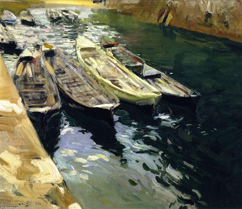 Order Paintings Reproductions Fishing Boats, Port of Zarauz, 1910 by Joaquin Sorolla Y Bastida (1863-1923, Spain) | ArtsDot.com