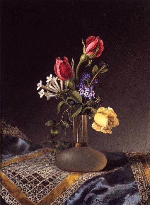 Order Artwork Replica Flowers in a Frosted Vase, 1874 by Martin Johnson Heade (1819-1904, United States) | ArtsDot.com