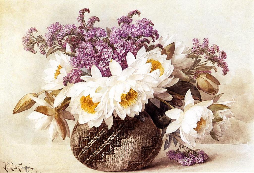 Order Art Reproductions Flowers in an Indian Basket, 1906 by Paul De Longpre (1855-1911, France) | ArtsDot.com