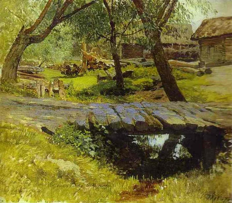 Order Artwork Replica Footbridge. Savvina Sloboda. Study, 1884 by Isaak Ilyich Levitan (1860-1900, Russia) | ArtsDot.com