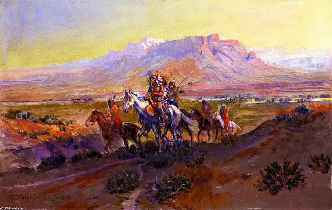 Order Oil Painting Replica The Forked Trail, 1903 by Charles Marion Russell (1864-1926, United States) | ArtsDot.com