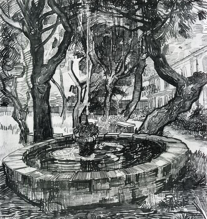 Order Oil Painting Replica Fountain in the Garden of Saint-Paul Hospital, 1889 by Vincent Van Gogh (1853-1890, Netherlands) | ArtsDot.com