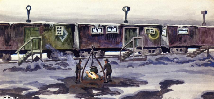 Order Oil Painting Replica Freight Car Dwellings, 1920 by Charles Ephraim Burchfield (Inspired By) (1893-1967, United States) | ArtsDot.com