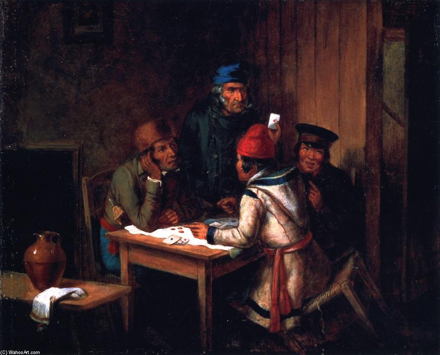 Order Art Reproductions A Game of Cards, 1848 by Cornelius David Krieghoff (1815-1872, Netherlands) | ArtsDot.com