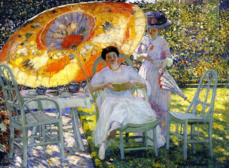 Order Paintings Reproductions The Garden Parasol, 1910 by Frederick Carl Frieseke (1874-1939, United States) | ArtsDot.com