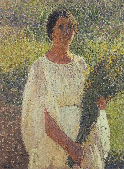 Order Oil Painting Replica Girl with Flowers by Henri Jean Guillaume Martin (1860-1860, France) | ArtsDot.com