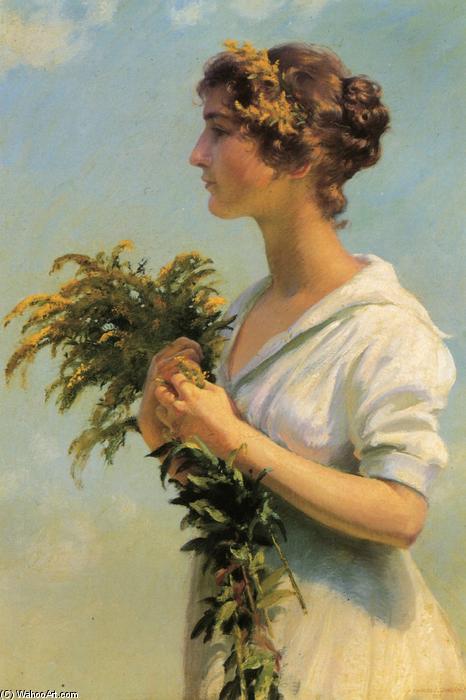 Order Paintings Reproductions Girl with Goldenrod, 1915 by Charles Courtney Curran (1861-1942, United States) | ArtsDot.com
