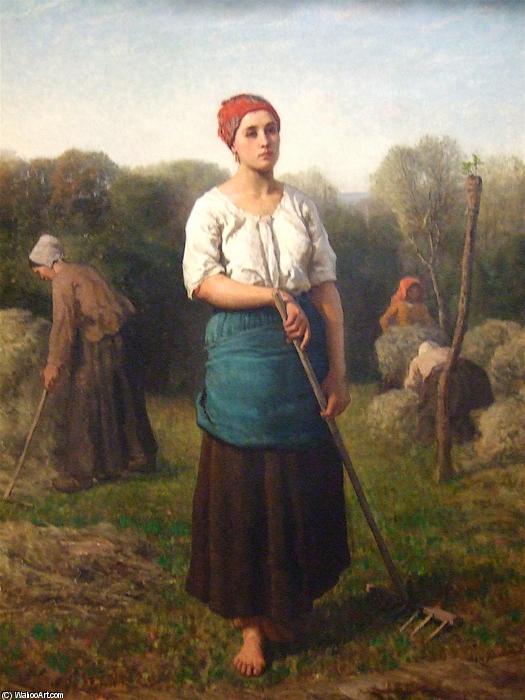 Order Paintings Reproductions Girl with a Rake, 1859 by Jules Adolphe Aimé Louis Breton (1827-1906, France) | ArtsDot.com