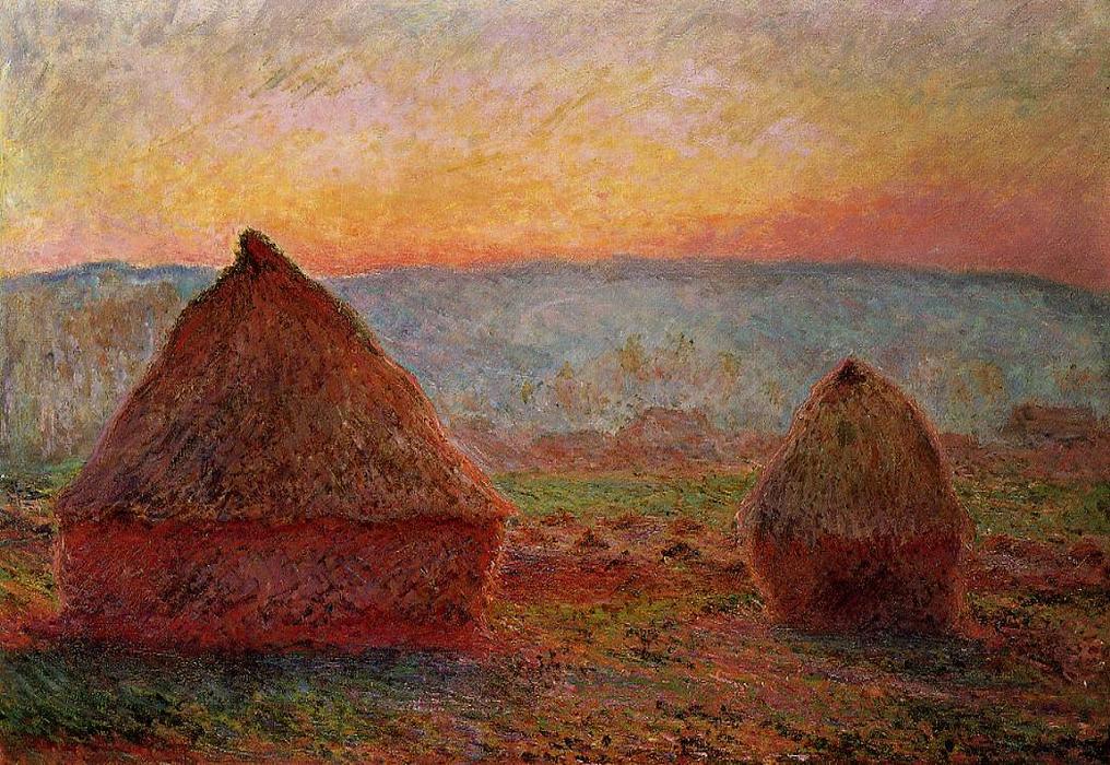 Order Oil Painting Replica Grainstacks at Giverny, Sunset, 1888 by Claude Monet (1840-1926, France) | ArtsDot.com